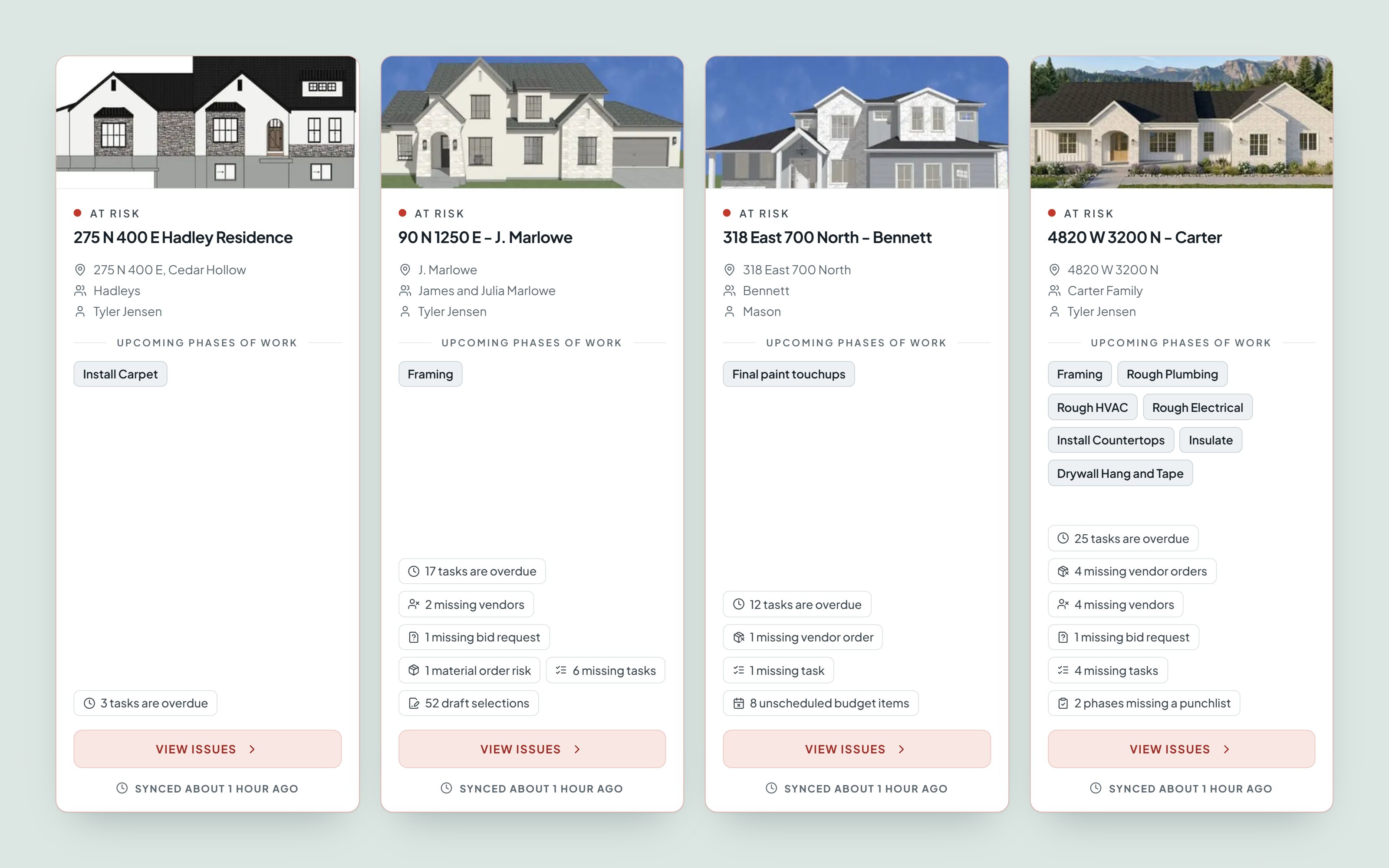 Foresight dashboard showing every job as At Risk, Warning or On Track